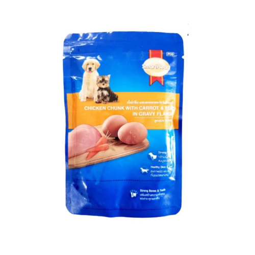 Smart Heart Puppy Dog Food Wet Chicken Chunk with Carrot & Egg in Gravy Flavor, 80 gms